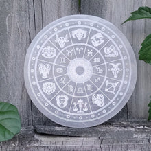 Load image into Gallery viewer, Zodiac Wheel Selenite Charging Plate
